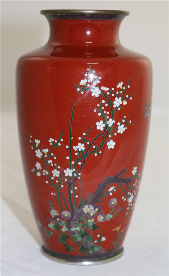 A Japanese silver wire cloisonné enamel vase, early 20th century, 15cm